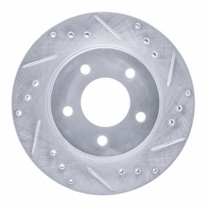 Chrysler LHS Brake Rotor (1) - Front Right - R1 Concepts - Drilled & Slotted - Silver - `98-`00